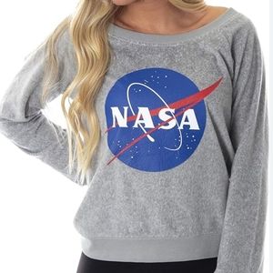 P. Jammy Gray Meatball Logo Fleece Pajama Top Size Small